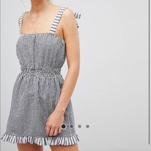 Gingham tie shoulder dress